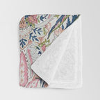 Pink Blue Green Leaf Flower Paisley Throw Blanket Gallery Image 3