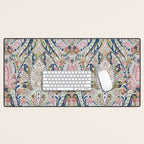Pink Blue Green Leaf Flower Paisley Desk Mat Gallery Image 1