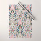 Pink Blue Green Leaf Flower Paisley Wrapping Paper Gallery Image 1