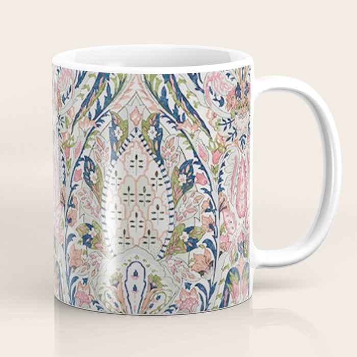Pink Blue Green Leaf Flower Paisley Coffee Mug Gallery Image 1