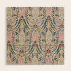 Pink Blue Green Leaf Flower Paisley Wood Wall Art Gallery Image 1