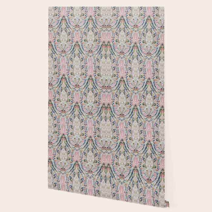Pink Blue Green Leaf Flower Paisley Wallpaper Gallery Image 2
