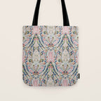 Pink Blue Green Leaf Flower Paisley Tote Bag Gallery Image 1