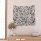 Pink Blue Green Leaf Flower Paisley Wall Tapestry Gallery Image 2