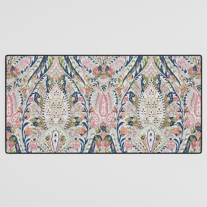 Pink Blue Green Leaf Flower Paisley Desk Mat Gallery Image 3