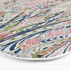 Pink Blue Green Leaf Flower Paisley Bath Mat Gallery Image 3