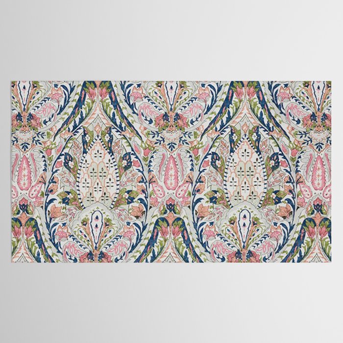 Pink Blue Green Leaf Flower Paisley Tablecloth Gallery Image 2