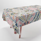 Pink Blue Green Leaf Flower Paisley Tablecloth Gallery Image 1