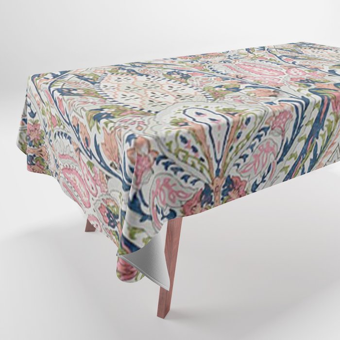 Pink Blue Green Leaf Flower Paisley Tablecloth Gallery Image 1