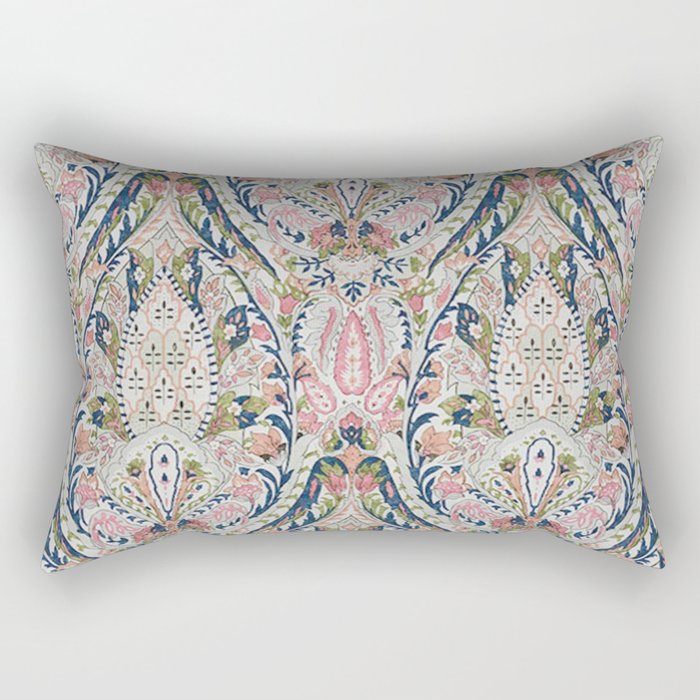Pink Blue Green Leaf Flower Paisley Rectangular Pillow Gallery Image 1