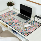 Pink Blue Green Leaf Flower Paisley Desk Mat Gallery Image 2