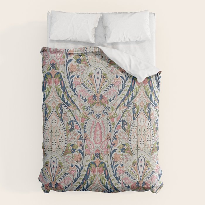 Pink Blue Green Leaf Flower Paisley Comforter Gallery Image 6