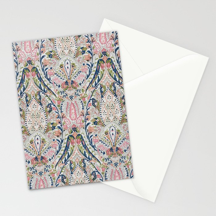Pink Blue Green Leaf Flower Paisley Stationery Card Gallery Image 2
