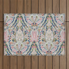 Pink Blue Green Leaf Flower Paisley Outdoor Rug Gallery Image 1