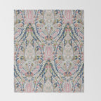 Pink Blue Green Leaf Flower Paisley Throw Blanket Gallery Image 2