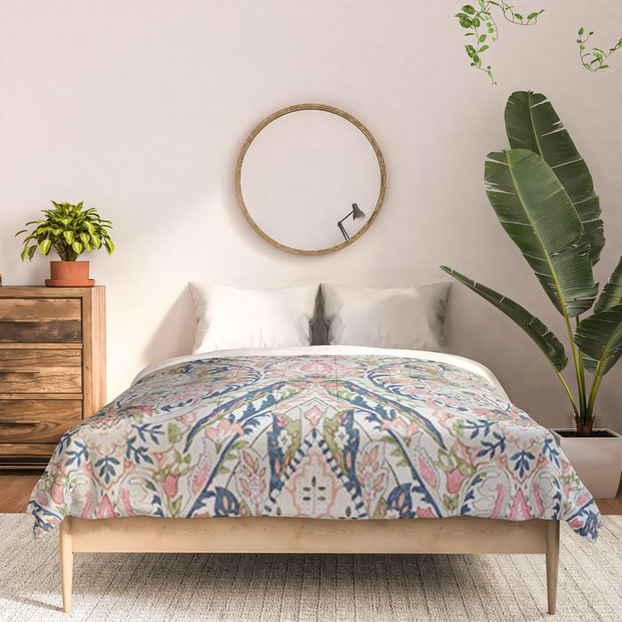 Pink Blue Green Leaf Flower Paisley Comforter Gallery Image 3