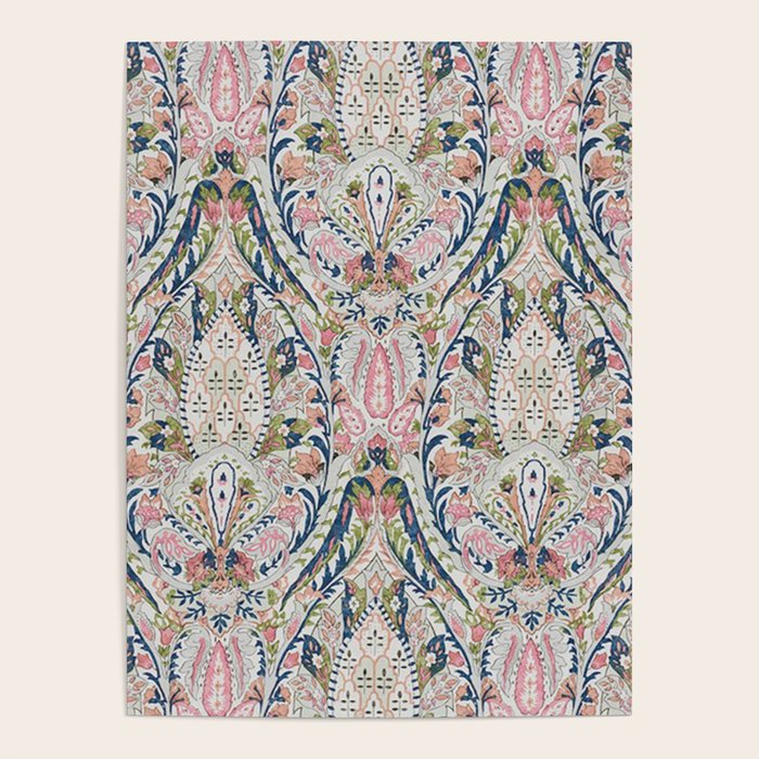Pink Blue Green Leaf Flower Paisley Poster Gallery Image 4