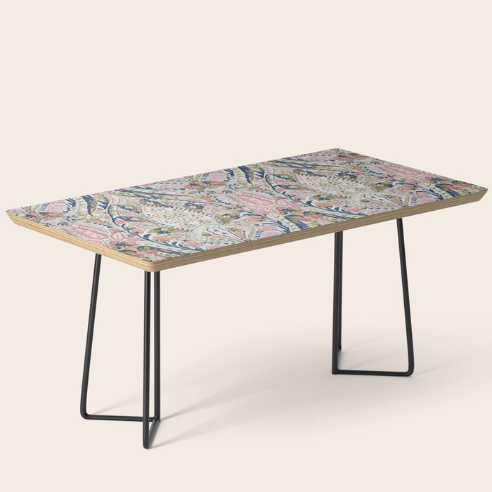 Pink Blue Green Leaf Flower Paisley Coffee Table Gallery Image 1