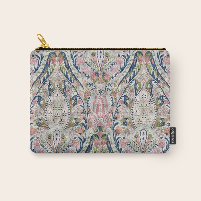 Pink Blue Green Leaf Flower Paisley Carry All Pouch Gallery Image 1