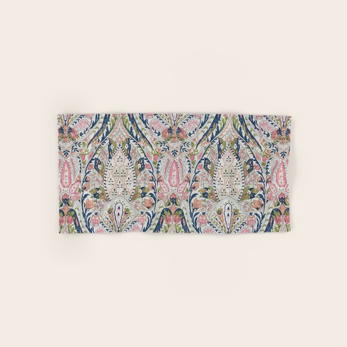 Pink Blue Green Leaf Flower Paisley Bath Towel Gallery Image 1