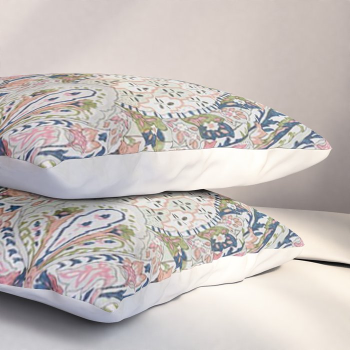 Pink Blue Green Leaf Flower Paisley Pillow Sham Gallery Image 3