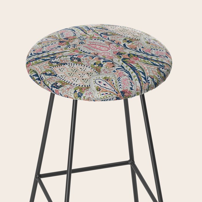 Pink Blue Green Leaf Flower Paisley Stool Gallery Image 2