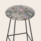 Pink Blue Green Leaf Flower Paisley Stool Gallery Image 2