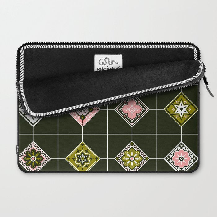 Talavera Mexican Tile - Blush & Sage Palette Laptop Sleeve Gallery Image 2
