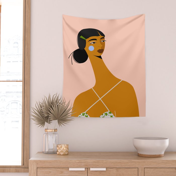 Green Hair Clip Wall Tapestry Gallery Image 2