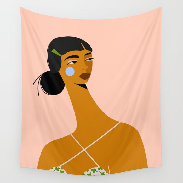 Green Hair Clip Wall Tapestry Gallery Image 4