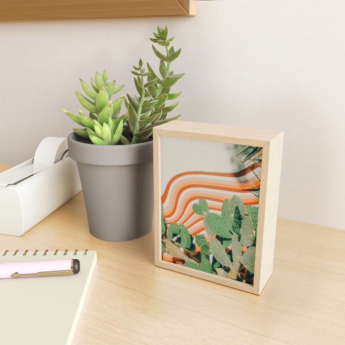 Retro Cactus Mural, Austin Texas Mini Art Print Gallery Image 2