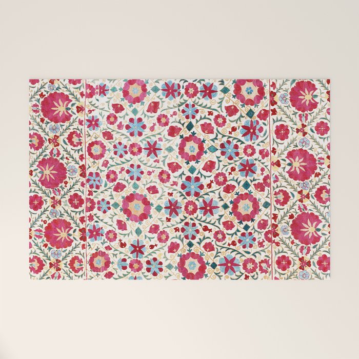 Kermina Suzani South West Uzbekistan Embroidery Print Welcome Mat Gallery Image 1