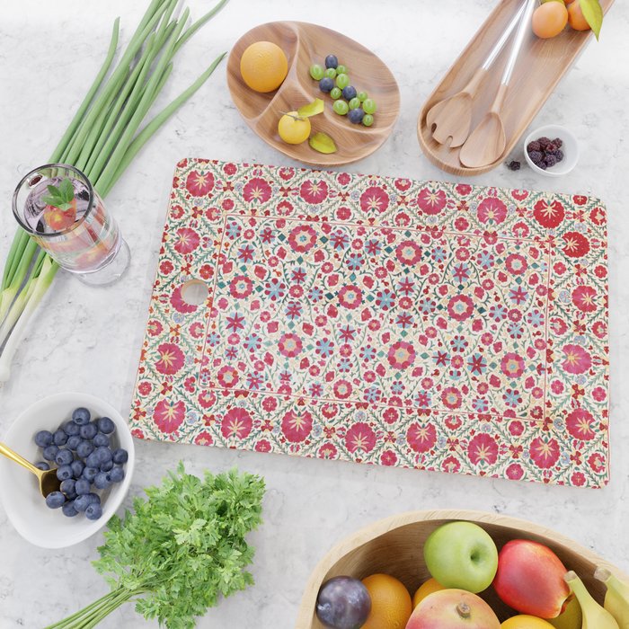 Kermina Suzani South West Uzbekistan Embroidery Print Cutting Board Gallery Image 2