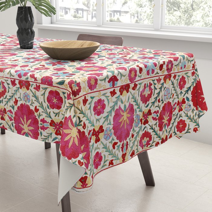 Kermina Suzani South West Uzbekistan Embroidery Print Tablecloth Gallery Image 3