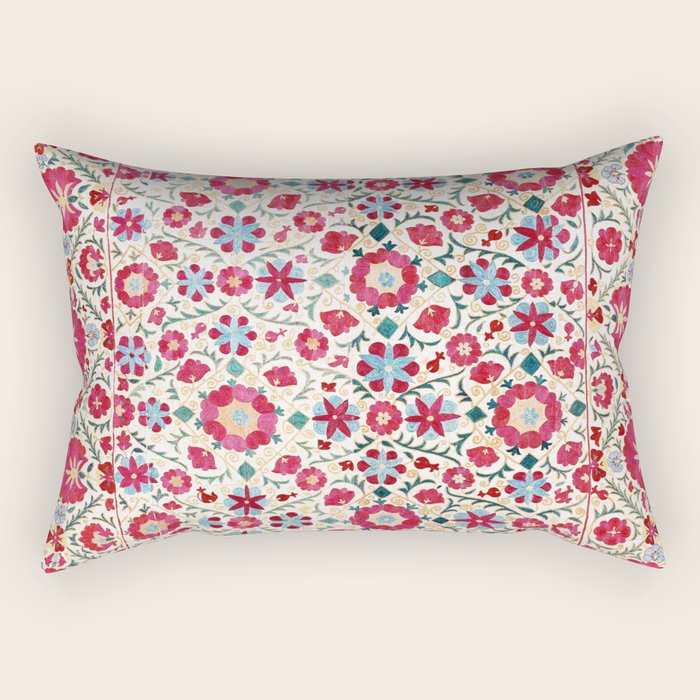 Kermina Suzani South West Uzbekistan Embroidery Print Rectangular Pillow Gallery Image 2