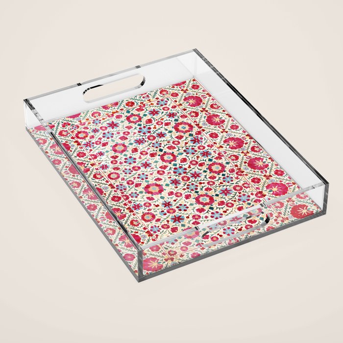Kermina Suzani South West Uzbekistan Embroidery Print Acrylic Tray Gallery Image 1