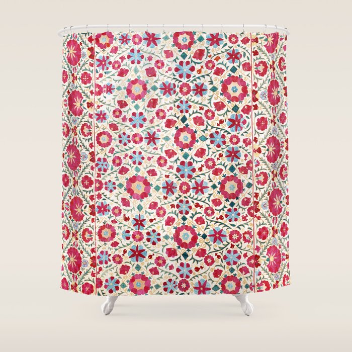 Kermina Suzani South West Uzbekistan Embroidery Print Shower Curtain Gallery Image 1