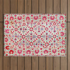 Kermina Suzani South West Uzbekistan Embroidery Print Outdoor Rug Gallery Image 1