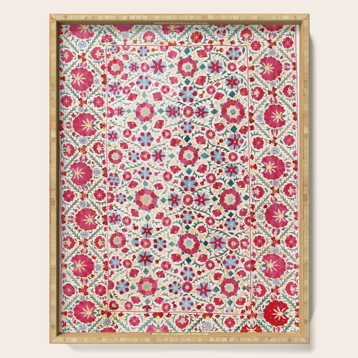 Kermina Suzani South West Uzbekistan Embroidery Print Serving Tray Gallery Image 1