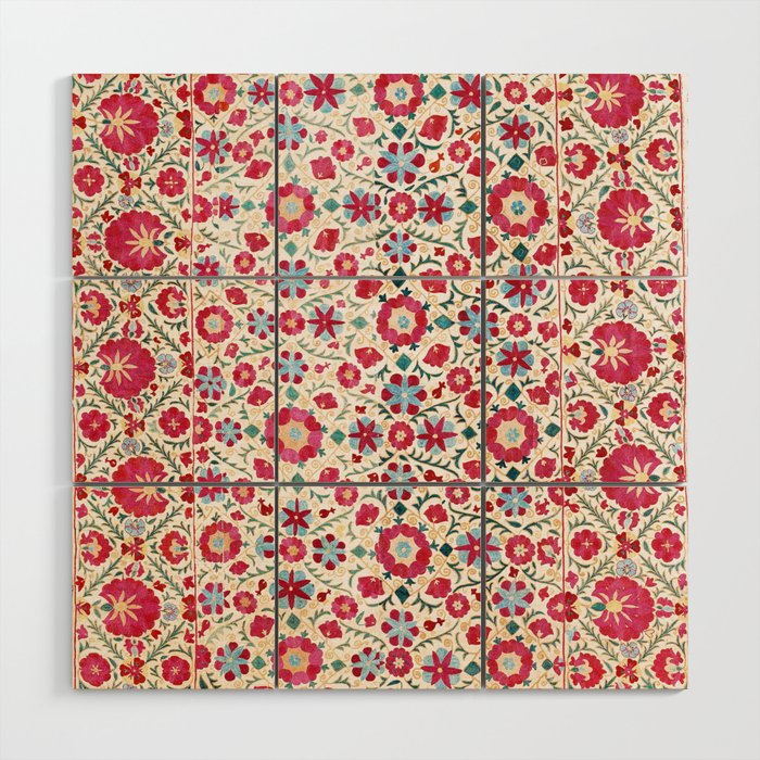 Kermina Suzani South West Uzbekistan Embroidery Print Wood Wall Art Gallery Image 1