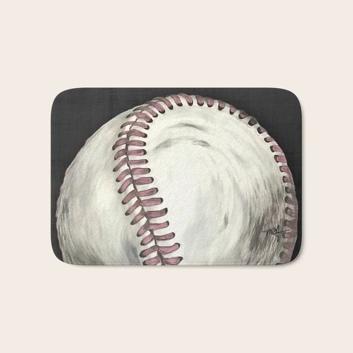 Vintage Baseball Art Bath Mat Gallery Image 1