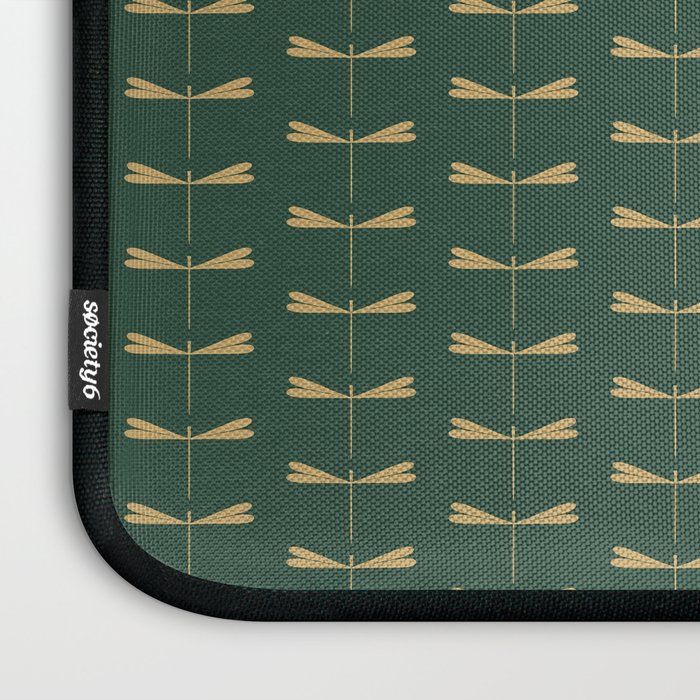 Dragonfly Pattern XVII Kelly Green Laptop Sleeve Gallery Image 3