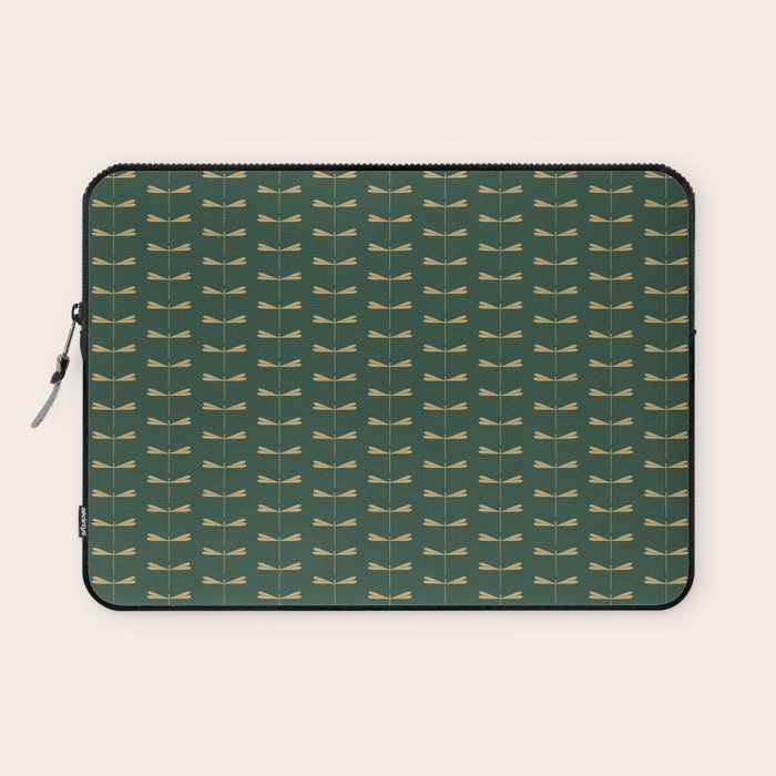 Dragonfly Pattern XVII Kelly Green Laptop Sleeve Gallery Image 1