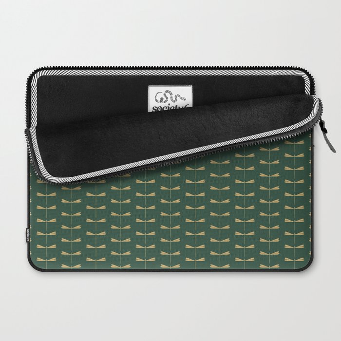 Dragonfly Pattern XVII Kelly Green Laptop Sleeve Gallery Image 2