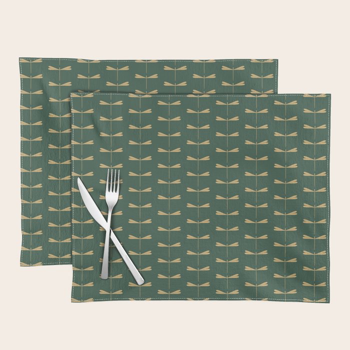 Dragonfly Pattern XVII Kelly Green Placemat Gallery Image 1