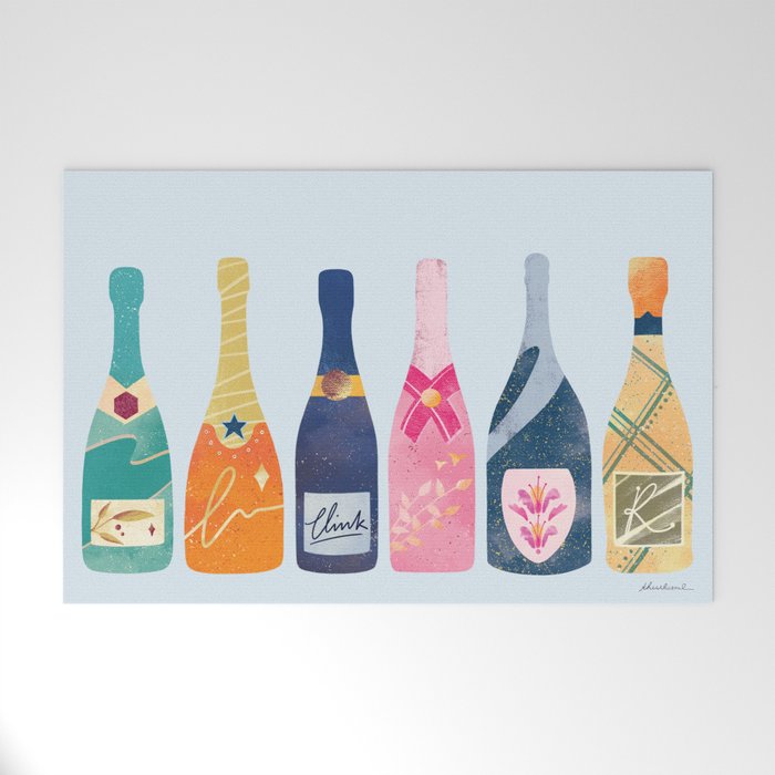 Champagne Bottles - Blue Ver. Welcome Mat Gallery Image 1
