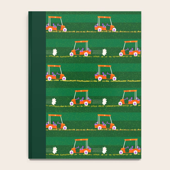Retro Golf Cart Rides in Emerald Green & Orange Notebook Gallery Image 4