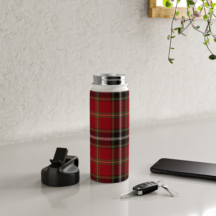 Classic Christmas Red Tartan Plaid Water Bottle Gallery Image 4