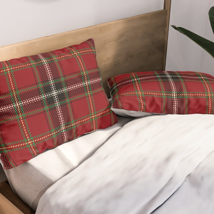 Classic Christmas Red Tartan Plaid Pillow Sham Gallery Image 2