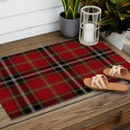 Classic Christmas Red Tartan Plaid Outdoor Rug Gallery Image 2